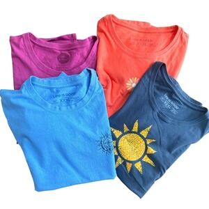 Life Is Good Crusher T Shirt Lot Womens Size XXXL Cotton Tee Bundle 4 Shirts